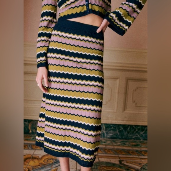 NEW SEZANE Parniane Striped Knit Midi Cotton Skirt  Dress Size Medium - Picture 4 of 15